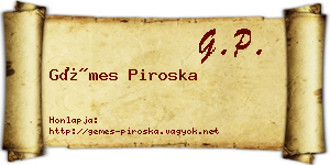 Gémes Piroska névjegykártya
