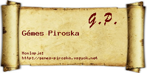 Gémes Piroska névjegykártya